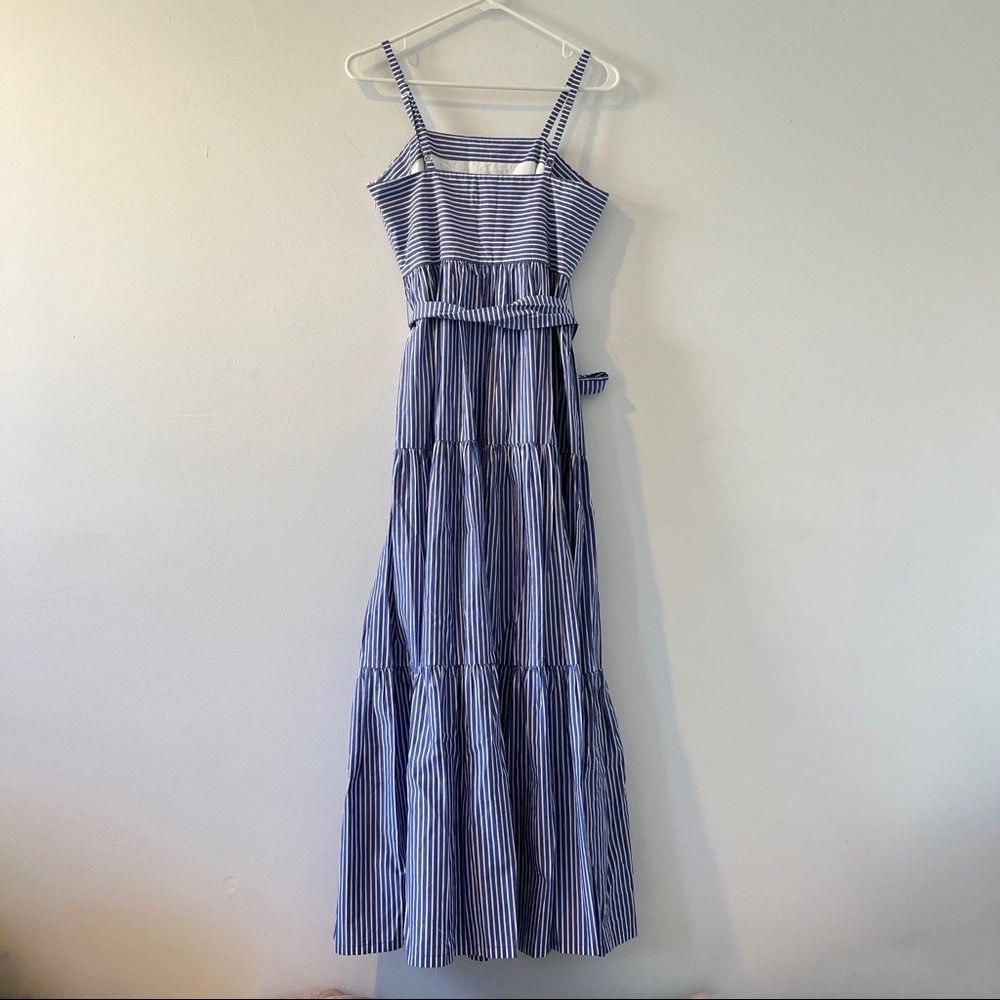 J Crew Garratt striped tiered maxi dress cotton blue white 4 - Picture 9 of 11